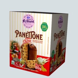 Panetone Gourmet Para Cães Sabor Carne 80g – Petisco Natalino Saudável e Irresistível!