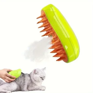 Escova a Vapor 3 em 1 para Pets – Autolimpante e Massageadora para Cães e Gatos