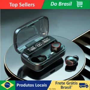 Fone de Ouvido Bluetooth 5.1 – À Prova d’Água com Case LED Digital e Bateria Longa Duração