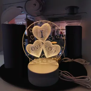 Lâmpada LED 3D Amor Romântico – Luz Noturna Criativa para Decoração Infantil e Casa