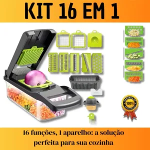 Fatiador e Cortador de Legumes 16 em 1 – Multifuncional com Coletor Integrado