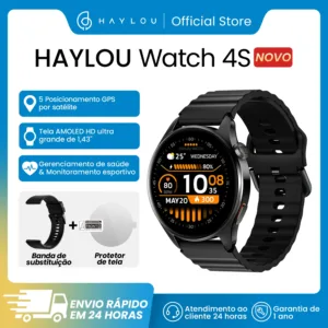 Smartwatch Haylou Watch 4S com GPS – Tela AMOLED HD 1.43'' e Conexão 5 Satélites