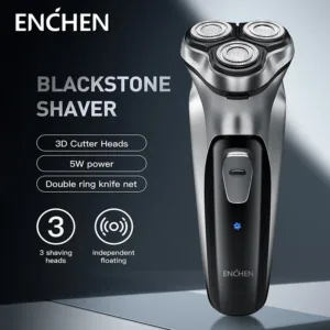Barbeador Elétrico Masculino Enchen Blackstone 3D USB Tipo-C – Lâmina Flutuante Lavável Recarregável