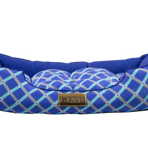 Cama Retangular Luppet Azul Geométrico Tamanho M – Conforto Para Cães e Gatos