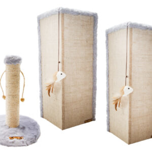 Kit 2 Arranhadores de Canto para Sofá + Arranhador Bolinha Sustentável para Gatos | Proteção + Diversão Eco-Friendly