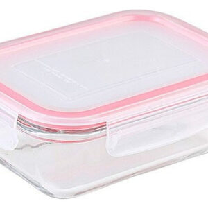 Pote De Vidro Retangular Hérmetico 370ml Forno E Micro Ondas